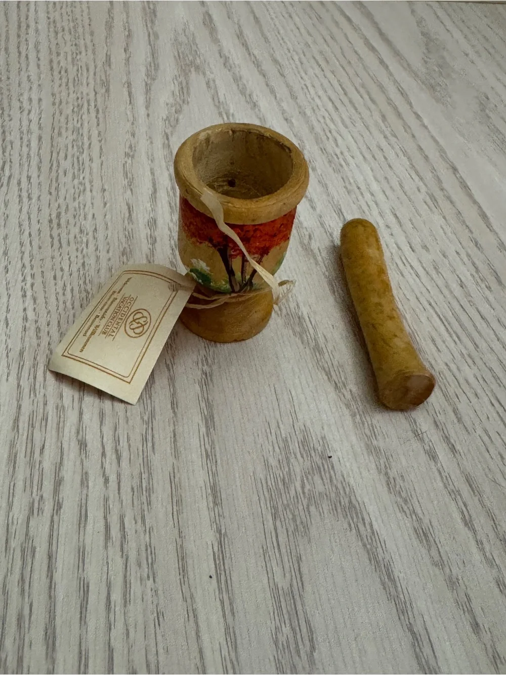 Boho Hand-Turned Mini Wood Mortar & Pestle Tropical Decor